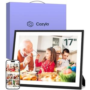 Cozyla Canvas digitale fotolijst groot 17 Inch Stuur foto's en video's via Google Foto's E-mail Web Browser Instagram Telefoon App Gratis Onbeperkte Opslag Smart Digtal Fotolijst Elektronische WiFi
