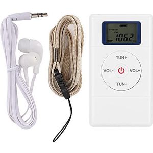 AM/FM-zakradio, Draagbare Mini-digitale Tuner-radiospeler met Draagkoord en Oortelefoon Handheld-radio voor Kamperen, Wandelen, Binnen