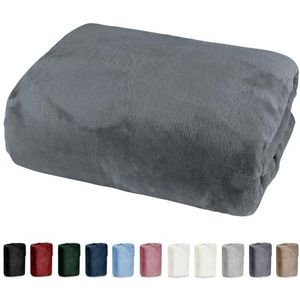 Heimtexland ® hoeslaken, super zacht Ökotex hoeslaken van pluche, het oppervlak voelt als kasjmier, Ökotex Nicky, 180 x 200 cm, antraciet, type 585