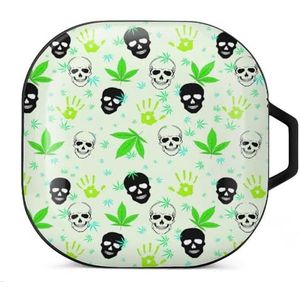 Onkruid bladeren menselijke schedel handen oordopjes hoesje compatibel met Samsung hard shell beschermhoes zwart stijl