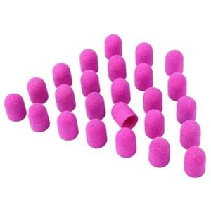 Schuurbanden Caps, Pak van 5 veelkleurige 10x15mm nail art schuurbanden for manicure en pedicure met schacht(Purple Grip 80)