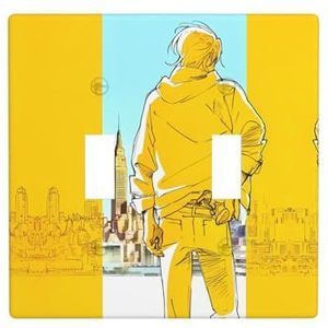 ZhaoYuGoods 331155 Print Muurplaat, Dubbele Toggle Lichtschakelaar Outlet Cover 2-Gang 11.4cm x 11.4cm, PC Decoratieve Voorplaat voor Thuis & Kantoor