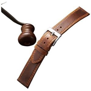 CBLDF Vintage Stijl Olie Wax Lederen Horlogeband 18Mm 19Mm 20Mm 21Mm 22Mm Handgemaakte Horlogebandje Polsband Accessoires For Mannen (Color : Brown, Size : 21mm)