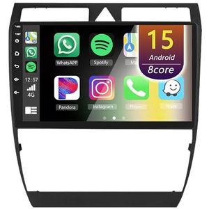 Android Radio voor Audi A6 2 RS6 S6 1997-2004, 9 inch Touchscreen Autoradio met Wireless CarPlay Android Auto Bluetooth WIFI(8Core(8+128GB))