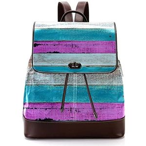 vervaagde kleur houten raad patroon gepersonaliseerde casual dagrugzak tas voor tiener, Meerkleurig, 27x12.3x32cm, Rugzak Rugzakken