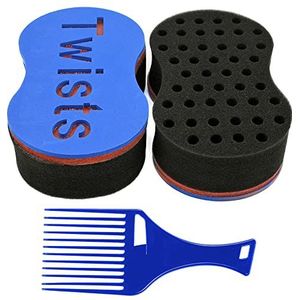 BEWAVE Haarborstel, spons, twist-wave-kappersgereedschap voor dreads, afro-locs, twist-curl-spoel, zwart, 1 stuk