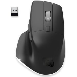 NEWWAY - Draadloze verticale muis A8 WiFi 2.4 GHz - Oplaadbaar - 1200/2400/3200 DPI - Metalen wiel - Ergonomisch - Stil - Ingebouwde nano-ontvanger 10 m - USB C - Zwart