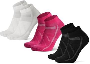 DANISH ENDURANCE Fietssokken Laag Uitgesneden, voor Dames & Heren, Anti-Blaar, Racefietsen & Mountainbiken, 3 paar Meerkleurig (1xWit, 1xRoze, 1xZwart) 39-42