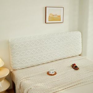XCLOOZGL Stretch Hoofdeinde Hoezen Voor Volledige Koningin Cal King Size Fleece Bed Hoofdeinde Slipcover Effen Kleur Jacquard Bed Hoofddeksel Stofdichte Beschermhoes Voor Slaapkamer,Cream,150cm