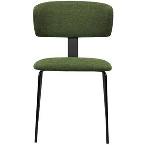 Glam_ee Line 3 stoel, design stoel voor keuken, bar, restaurant, met antraciet gelakt metalen frame, zitting en rugleuning in groene stof