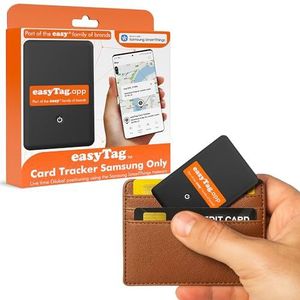 easyTag Card Tracker (Alleen Samsung) - Slimme en Wereldwijde Tracking Smart Tag voor Portemonnees, Tassen, Koffers en Bagage. Oplaadbare Portemonnee Finder Compatibel met de Samsung SmartThings App