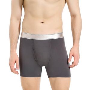 Incontinentieboxers voor heren, wasbare beschermende broek met 150 ml absorberend urinevolume, lekvrij ondergoed, herbruikbaar katoen zacht (grijs, M)