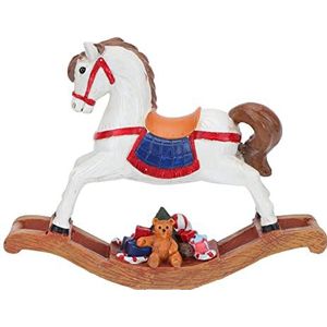 NOLITOY 1 St Kerst Decoratie Bos Dieren Figuren Kerst Stokpaardje Miniatuur Kerst Hobbelpaard Bordjes Kersttafel Zakvuller Voor Vakantiegeschenken Vintage Wit Kantoor Hars Dieren Paard