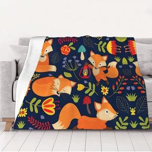 Gezellige Leuke Dier Vos Bloem Deken Gooi Veelzijdige Zachte Warme Deken Flanel Plaids voor Sofa Bank Multi Maten