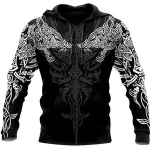 Viking Celtic Knot Wolf Print-hoodie Met Rits Voor Heren,Noorse Mythologie Harajuku Hoodies Met Lange Mouwen Pullover Sweatshirt, Fenrir Casual Jack Met 3D Digitale Print S-5XL