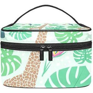 Giraffe groene make-up organizer tas, reismake-up tas organizer case draagbare cosmetische tas voor vrouwen en meisjes toiletartikelen, Meerkleurig, 22.5x15x13.8cm/8.9x5.9x5.4in