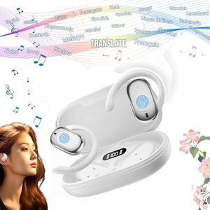 M62 vertaal-hoofdtelefoon, draadloze vertaaltingshoofdtelefoon, bluetooth-translator, oordopjes, 144 talen vertaling, real-time vertaling, voor reizen en leren, (M57 wit)