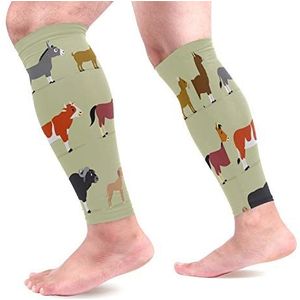 EZIOLY Cartoon Farm Personages Sport Kalf Compressie Mouwen Been Compressie Sokken Kuitbescherming voor Hardlopen, Wielrennen, Moederschap, Reizen, Verpleegkundigen