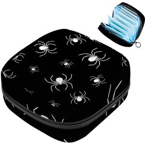 MUOOUM Halloween Witte Spin Maandverband Opbergtas Draagbare Menstruatie Tas Voor Vrouwen Tiener Meisjes Menstruatie Cup Pouch Nursing Pad Houder