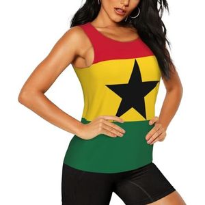 DKGOHLP Vlag van Ghana Print Zomer Atletische Tank Top Yoga Running Wandelen Fitness Leuke Mouwloze Gym Tops, Zwart, S