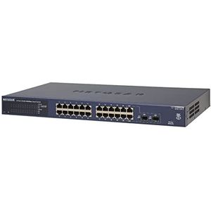 NETGEAR GS724T Smart Switch 24 Port Gigabit Ethernet LAN Switch (beheerd met 2x 1G SFP, desktop of 19 inch rackmontage, zonder ventilator, ProSAFE Lifetime garantie)