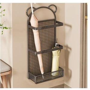 YFAURNDE Paraplu-organisatiehouder staat for kantoren, Paraplubakken,Parapluhouder for deur, geen perforatie nodig, wandmontage, geschikt for kantoren, entrees, deuropeningen(Black,50 * 30cm)