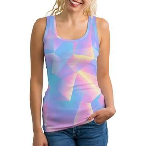 Retro jaren 80 stijl driehoekige pastel dames tank top mouwloos T-shirt pullover vest atletische basic shirts zomer bedrukt
