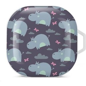 Grappige nijlpaarden oordopjes hoesje compatibel met Samsung hard shell beschermhoes witte stijl