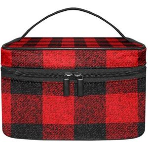 Make-up Organizer Bag, Reizen Make-up Tas Organizer Case Draagbare Cosmetische Tas voor Vrouwen en Meisjes Toiletartikelen Retro Zwart en Zwart Grid, Meerkleurig, 22.5x15x13.8cm/8.9x5.9x5.4in