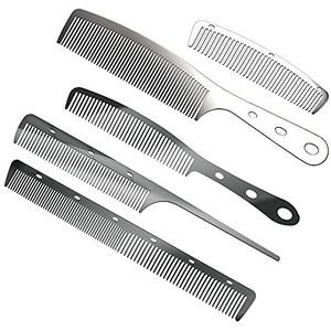 5Pcs Metalen Anti Statische Kapper Kammen Rvs Haar Kam Snijden Haar Styling Kappers Kam Set Voor Mannen Vrouwen Salon (S1)