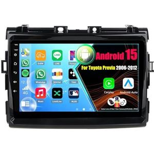 Android 15 Autoradio Voor Toyota Previa 2006-2012 met Draadloze Carplay Android Auto, 9 Inch Autoscherm Soporta Bluetooth WIFI GPS FM/RDS(8Core(4+64GB))