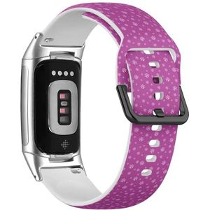 RYANUKA Sport-zachte band compatibel met Fitbit Charge 5 / Fitbit Charge 6 (Paw Print Icon) siliconen armband accessoire, Siliconen, Geen edelsteen