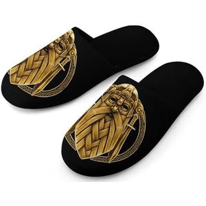 Dames Heren Viking Odin Raven Slip on Huis Katoenen Pantoffels Wasbare Duurzame Casual Pantoffels Gezellige Binnen- en Buiten Katoenen Pantoffels(A22,45-46 (11-12))