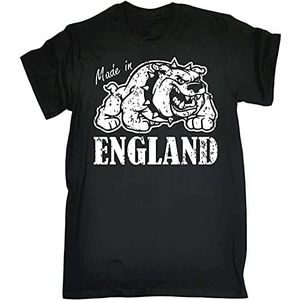 XINFUN Made in England Bulldog T-Shirt Retro Country Born English UK Gift Birthday Black Black XL