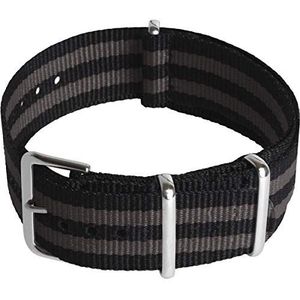 CampTeck Nylon vervangende horlogeband militair horlogebandje (breedte 18|20|22|24mm) met roestvrijstalen sluiting voor Spring Bar horloges, Zwarte en grijze strepen, 22mm, Riemen.