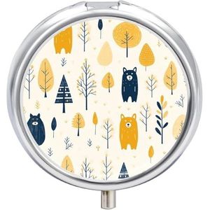 Gele beer patroon pillendoos ronde draagbare pillenorganisator waterdichte dagelijkse vitaminehouder dozen creatieve 3 compartimenten medicijn pillenetui voor portemonnee of zak