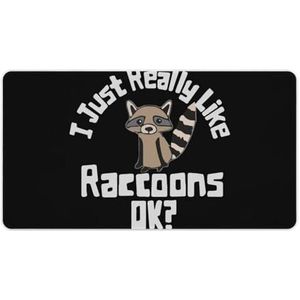 Grappige wasbeer mode bureau muismat antislip gaming muismat accessoires decor 40 x 75 cm