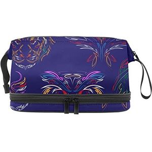 Grote capaciteit reizen cosmetische tas,Make-up tas,Waterdichte make-up tas Organizer, krijtstrepen dier, Meerkleurig, 27x15x14 cm/10.6x5.9x5.5 in