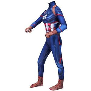 Superhero Costume Captain America Cosplay Onesies Party Masquerade Jumpsuits Kids Volwassenen Fancy Dress Suit Halloween Super Agent Bodysuit,Woman/L 160~165cm