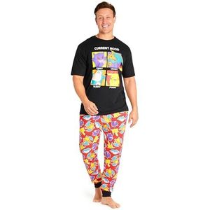 Pokemon herenpyjama, nachtkleding, T-shirt en lange broek, pyjama's loungewear voor mannen en tieners, S-3XL - geschenken voor hem, Multi/Zwart, S