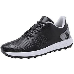 SDEQA Heren golfschoenen Leer brede waterdichte sneakers voor mannen Vrouwen volwassenen Outdoor training,zwart,41 EU