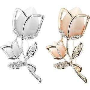 Bergkristal Broche, 2 stuks elegante tulp bloem Broche exquise Pin Tipping Corsage partij Broche werk sieraden dames verjaardag bruiloft Valentijnsdag cadeau