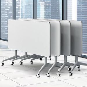 Conferentieruimtetafel - opvouwbare vergadertafel, opvouwbare vergadertafel, moderne witte vergadertafel, flip-top mobiele trainingstafel, met stille wielen afgeronde hoekontwerp (kleur: 4 stuks, S