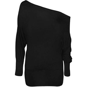 Fashion Essentials Dames Off Shoulder Batwing Lange Mouwen Top Womens Party Casual Wear Top, Black, 50-52