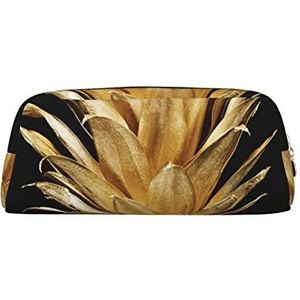 Gouden Ananas Gedrukte Kosmetische Zak voor Vrouwen Schattige Ruime Make-upzakken Reizen Waterbestendig Toiletry, Goud, Eén maat