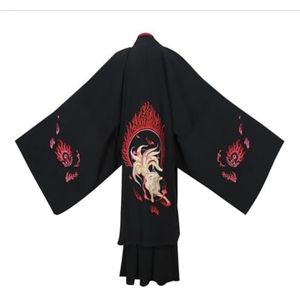 AJOHBM Oude Chinese Hanfu Mannen Halloween Cosplay Kostuum Feestjurk Hanfu Zwart & Rood Outfit Voor Mannen Plus Size 4XL