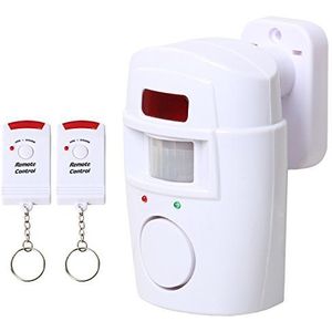 TRIXES Tuinschuur Draadloze Sensor Alarm – Huisbeveiliging – Batterijgevoed – voor Zomerhuisjes Garages Caravans - – Alarm Systeem – met 2 x Afstandsbediening