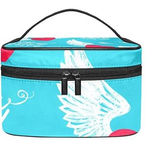 Reizen Make-up Cosmetische Case Opbergtas Vleugel Hart Inspirerende Belettering Cosmetische Tas Draagbare Voor Meisjes Vrouwen, Meerkleurig, 22.5x15x13.8cm/8.9x5.9x5.4in