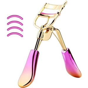 Luxspire Eyelash Curler with 4Pcs Refill Pads, Professional Handle Eye Lash Curler Iron Curling Clip Beauty Makeup Tool Fits All Eye Shapes, Rose Red