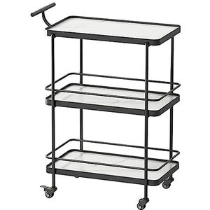 Keukentrolley Opbergwagen 3-Tier Restauratiewagen Trolley Zakelijke Mobiele Taartbezorgwagen IJzeren Hand Push Home Barwagen Utility Cart Rolwagen (Color : Black, Size : 88 * 67 * 39cm)